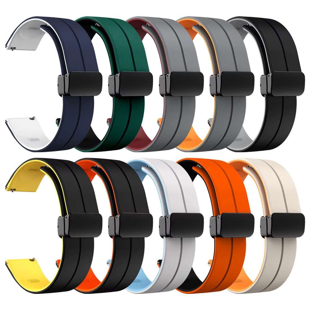 22mm Replacement Magnetic Buckle Soft Silicone Strap for Smart Watches
